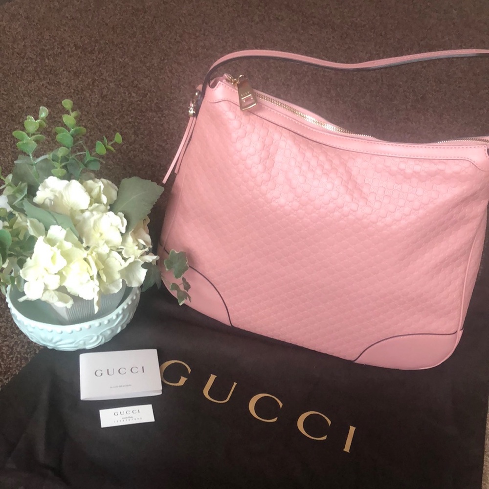 New Gucci handbag pink microssima hobo shoulder